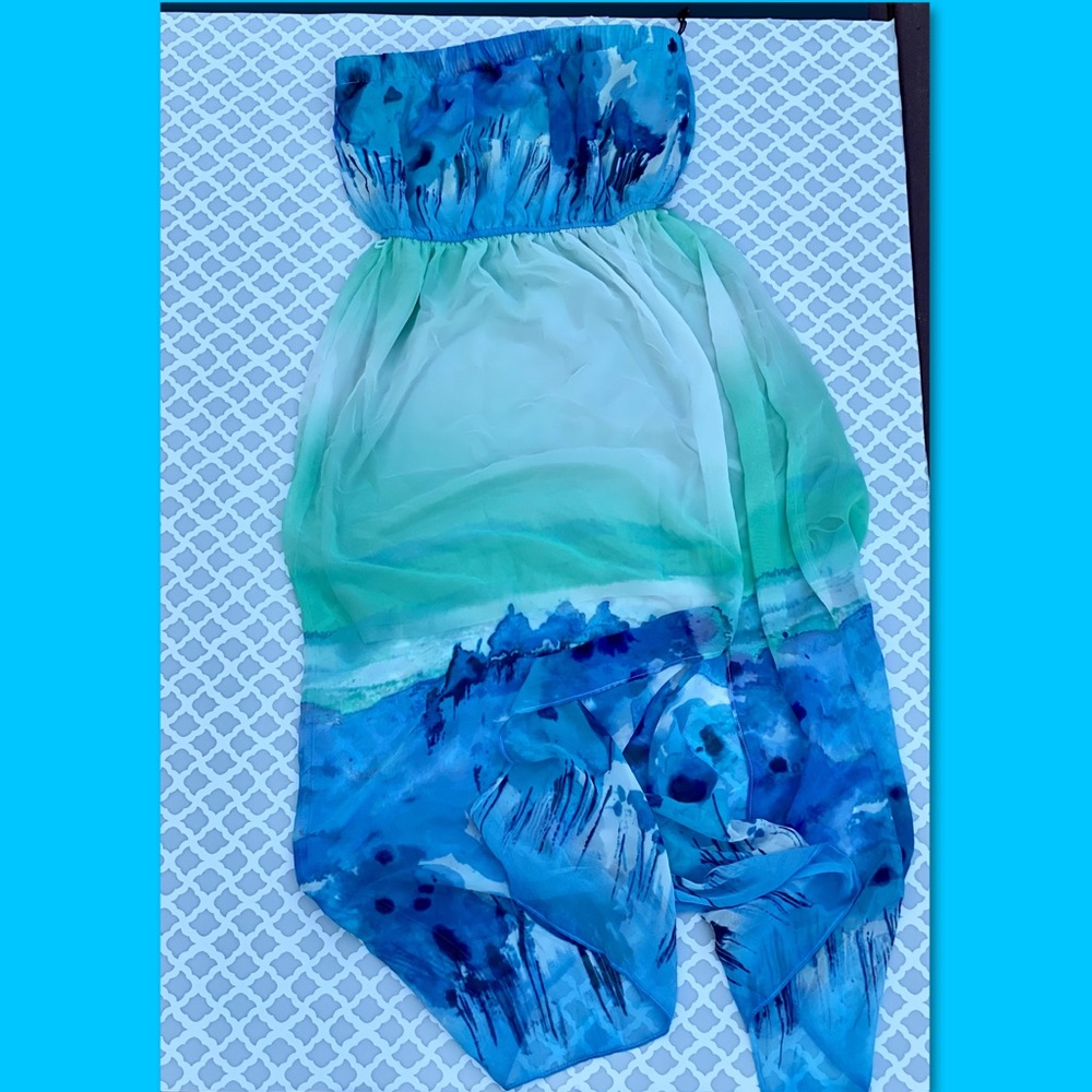 Forever 21 Tropical Blue strapless Maxi Dress